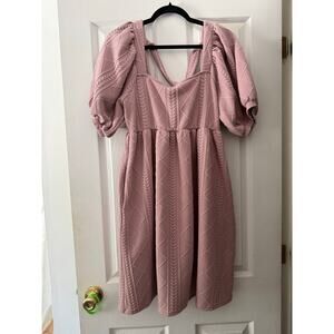 Pink Listicle Dress with Quilted Pattern Size Large